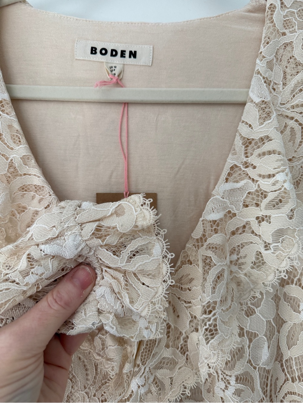 Boden Knit Lace Ruffle Top New with Tags US Size 8 Cream Victorian Romantic - Picture 8 of 13